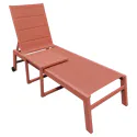 Set bain de soleil et table d'appoint en textilène terracotta - aluminium terracotta