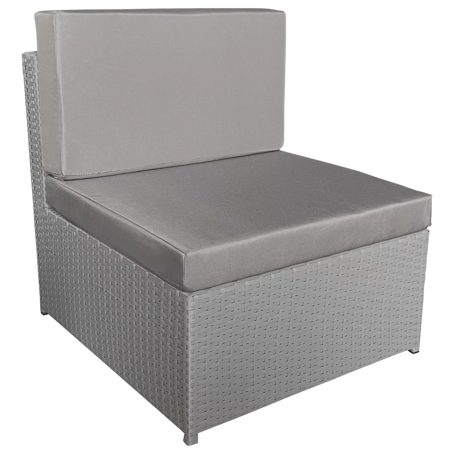 BONIFACIO grijs gevlochten kunststof tuinmeubelset 6 zitplaatsen - grijs kussen