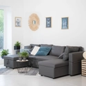 Panorama-Sofa, ausziehbar, Kunstleder, SCOTT, 4-Sitzer, grau