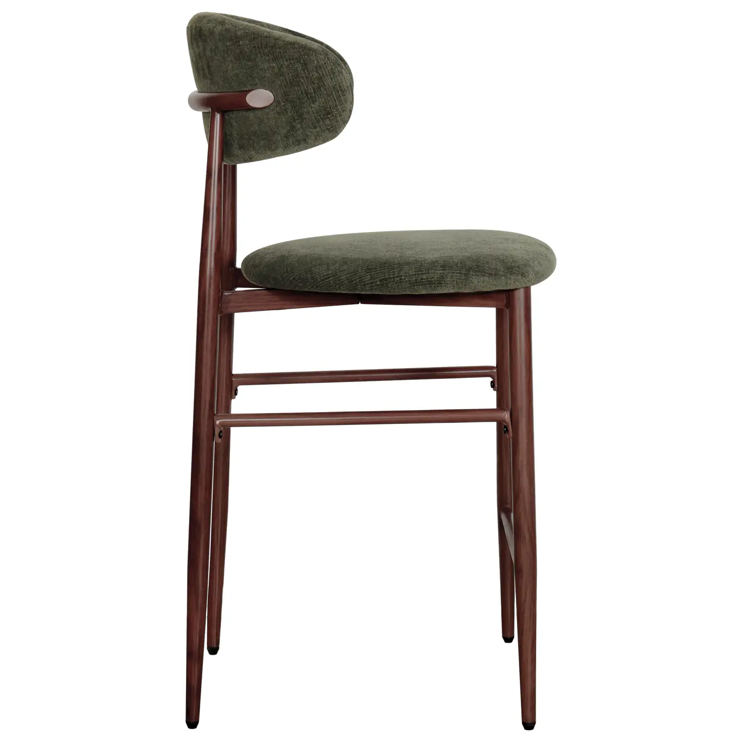 Lot de 2 tabourets de bar kaki et métal effet bois foncé