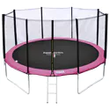 Pack Premium Trampoline 430cm réversible gris / rose MELBOURNE + filet, échelle, bâche et kit d'ancrage
