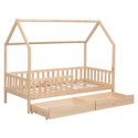 Baumhausbett für Kinder 190x90cm aus Holz mit Schubladen MARCEAU