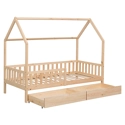 Lit cabane pour enfant 190x90cm en bois avec tiroirs MARCEAU