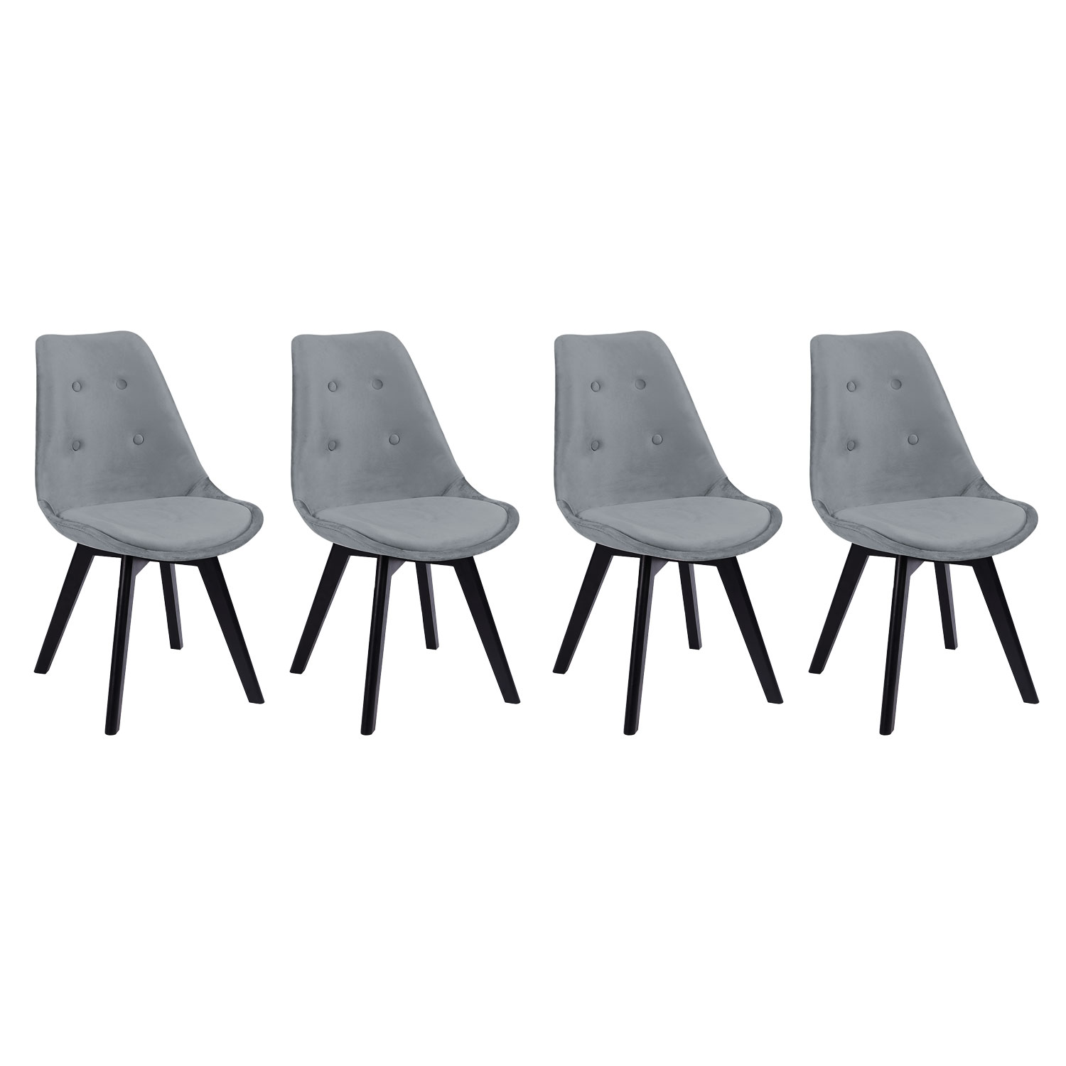 Set di 4 sedie in velluto grigio NORA con cuscino