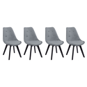 Conjunto de 4 cadeiras de veludo NORA cinzentas com almofada