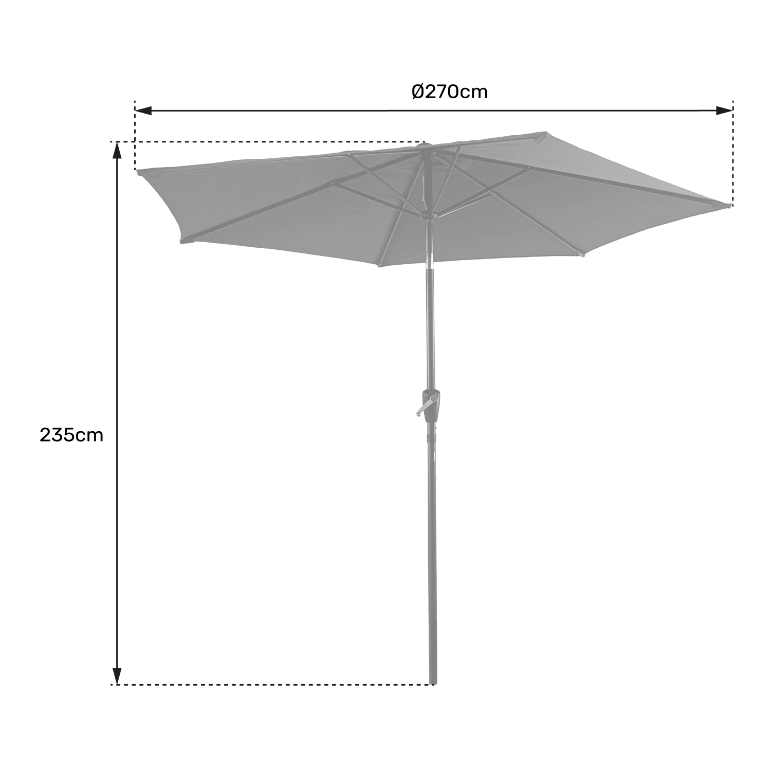 HAPUNA guarda-chuva redondo direito de 2,70m de diâmetro bege