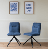 Lot de 2 chaises en tissu bleu