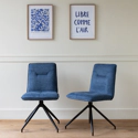 Lot de 2 chaises en tissu bleu AREN