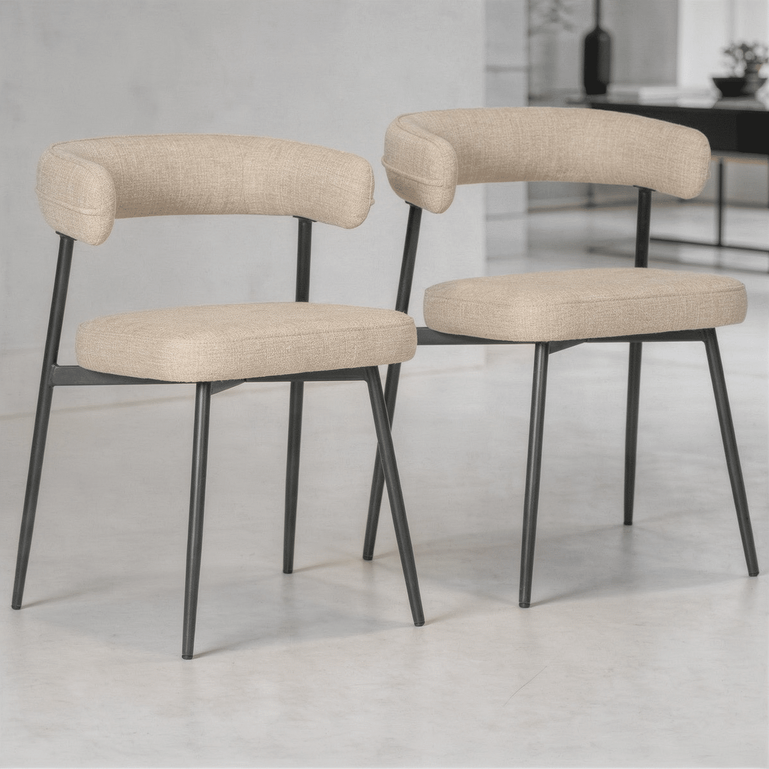 Lot de 2 chaises en tissu jaune chiné THEA