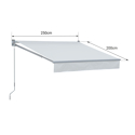 Tenda SAULE 2,5 × 2m - Tessuto a righe bianco/grigio e struttura bianca