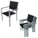 Set di mobili da giardino BARI in textilene nero 8 posti - alluminio grigio
