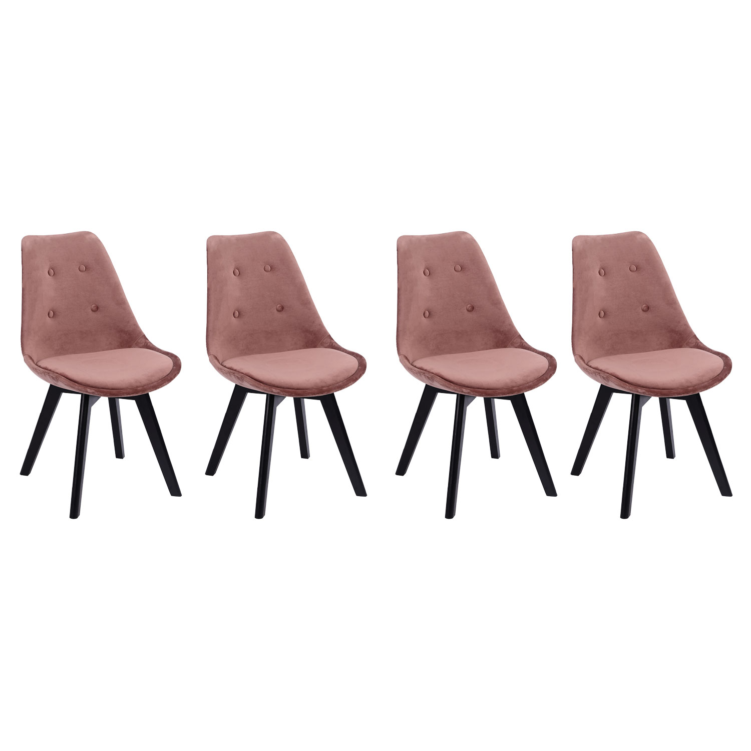 Set van 4 roze NORA fluwelen stoelen met kussen