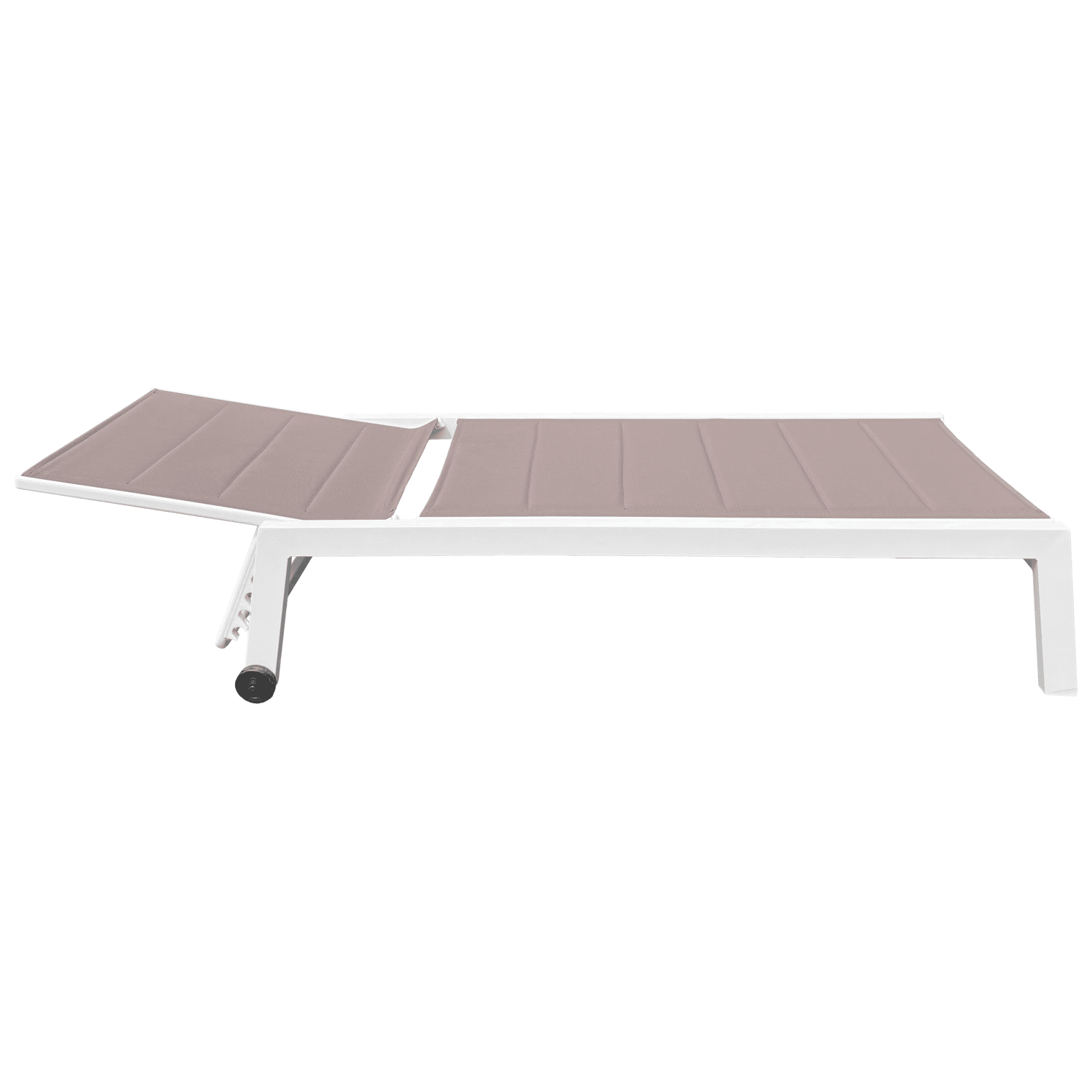 Lot de 2 bains de soleil en textilène taupe - aluminium blanc