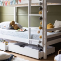 Letto a castello per bambini 190x90cm bianco con cassetti AMBER