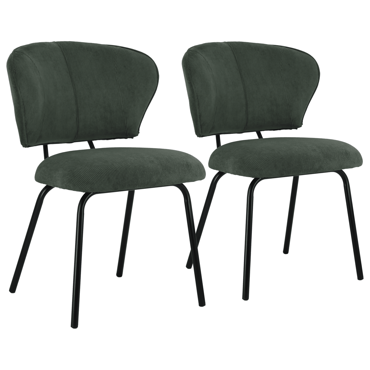 Set van 2 NILSA groene ribfluwelen stoelen