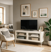 Meuble TV en métal 120cm blanc