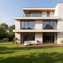 Set di mobili da giardino a 5 posti in acacia con cuscini beige