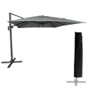 Freistehender Sonnenschirm MOLOKAI quadratisch 3x3m grau + Hülle