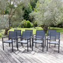 Set di 8 sedie in alluminio antracite - textilene grigio