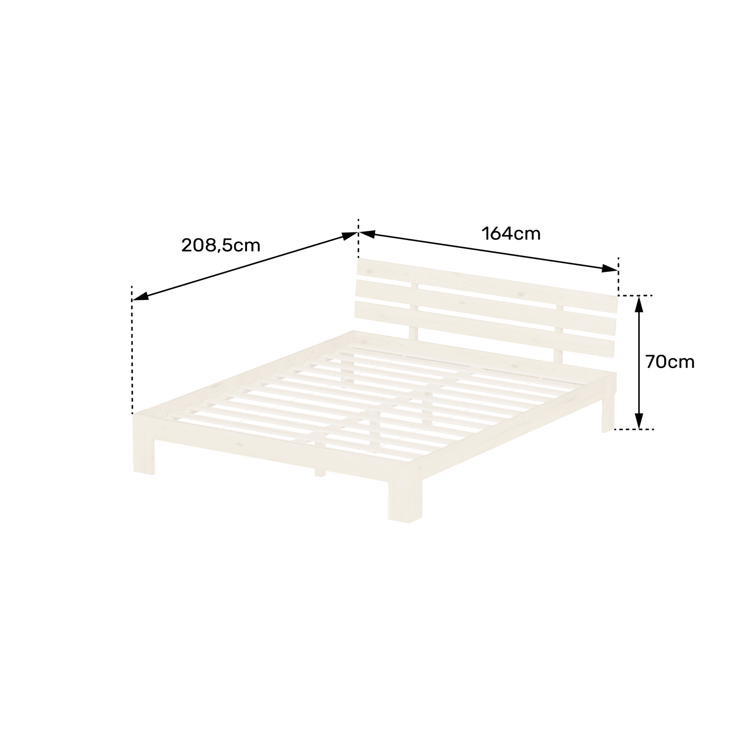 Houten bed met hoofdbord 160x200cm wit FINN