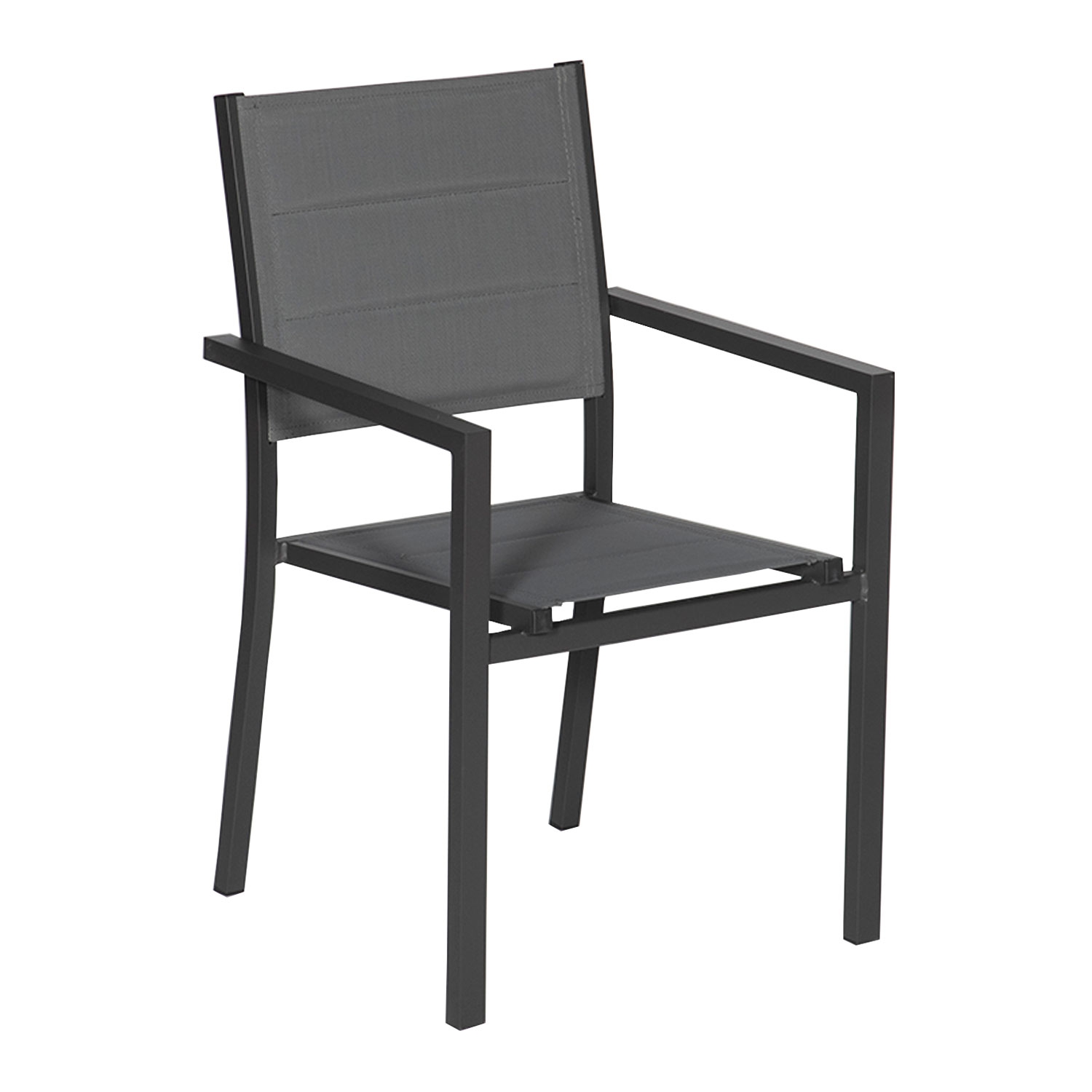 Set van 8 antraciet aluminium gestoffeerde stoelen - grijs textilene