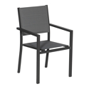 Conjunto de 6 cadeiras estofadas em alumínio antracite - textileno cinzento