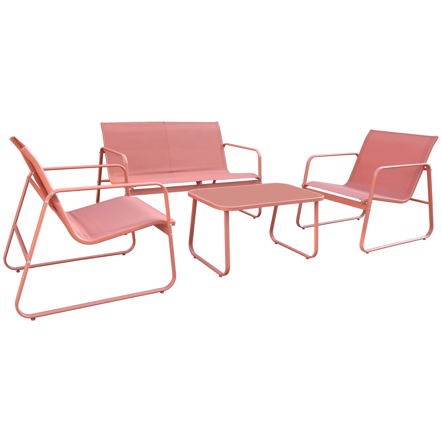 Salon de jardin en textilène 4 places terracotta TENERIFE