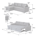 Ecksofa, umwandelbar, TONY, 3-Sitzer, schwarz