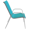 Lot de 6 chaises en textilène bleu - aluminium blanc