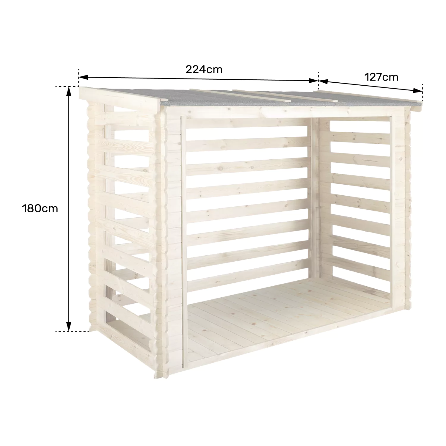 CERLAND - Abri bûches 224x127x180cm CÔME