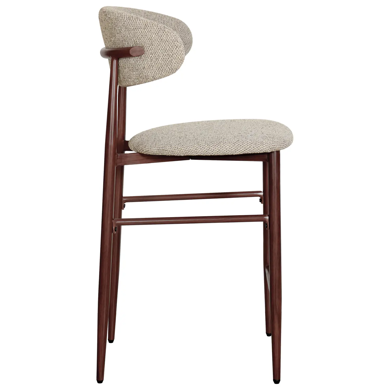 Lot de 2 tabourets de bar taupe chiné et métal effet bois foncé