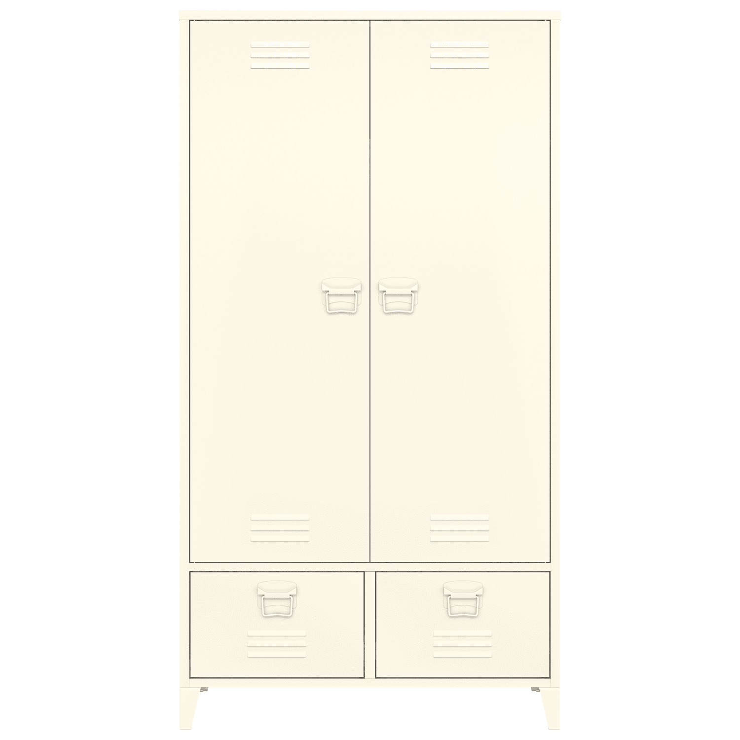 Armoire en métal 2 portes avec penderie blanche