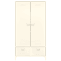 Armoire en métal 2 portes avec penderie blanche