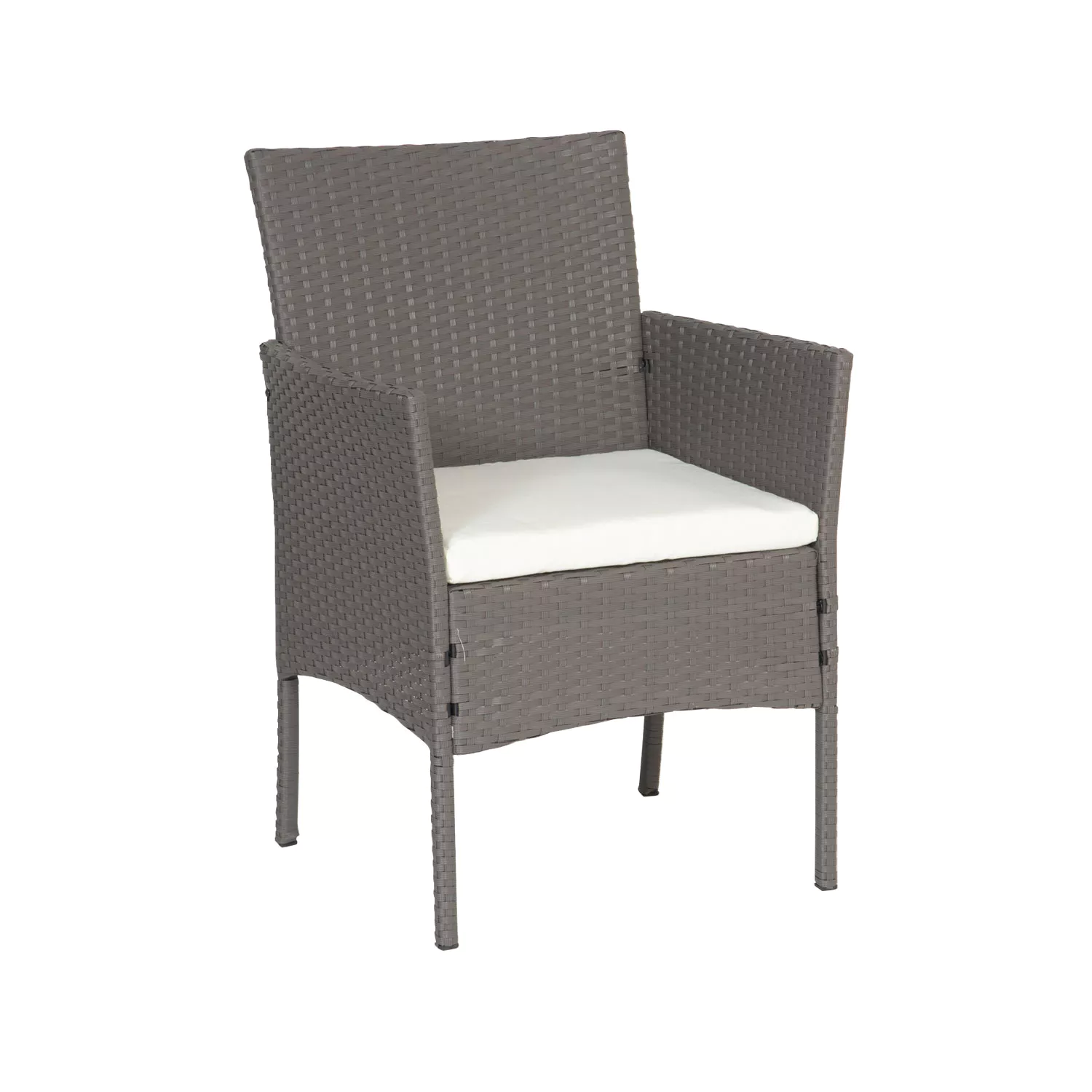 Tuinmeubelen CORDOUE van gevlochten kunststof grijs 4 zitplaatsen - ivoorkleurige kussens