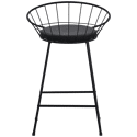 Lot de 2 tabourets de bar 65cm en métal noir et coussin noir ALEX