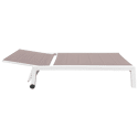 Bain de soleil en textilène taupe - aluminium blanc