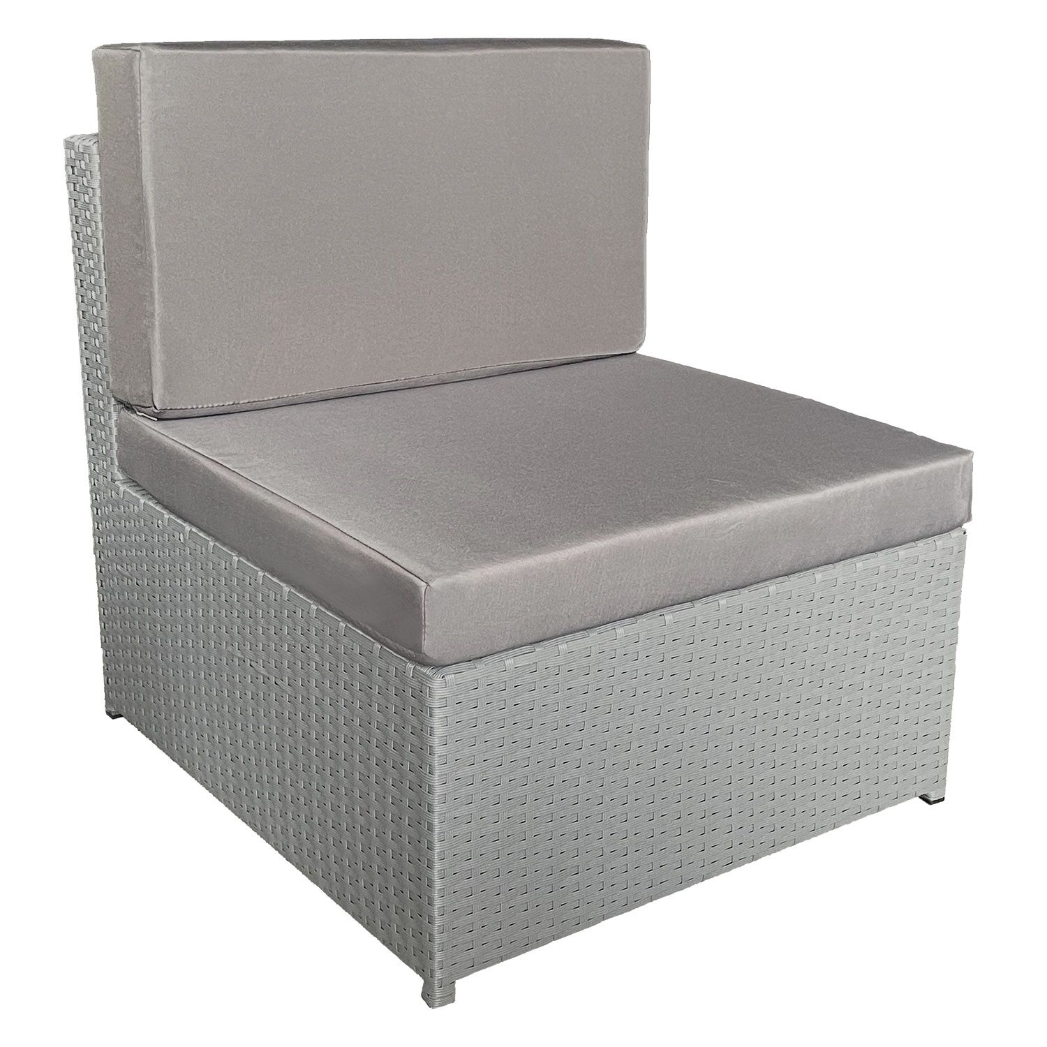 BONIFACIO grijs gevlochten kunststof tuinmeubelset 6 zitplaatsen - grijs kussen