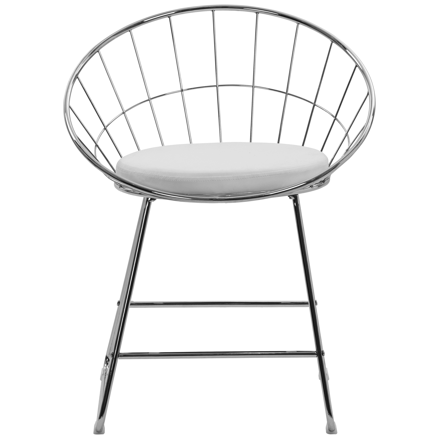 Lot de 2 chaises en métal chromé et coussin blanc ALEX