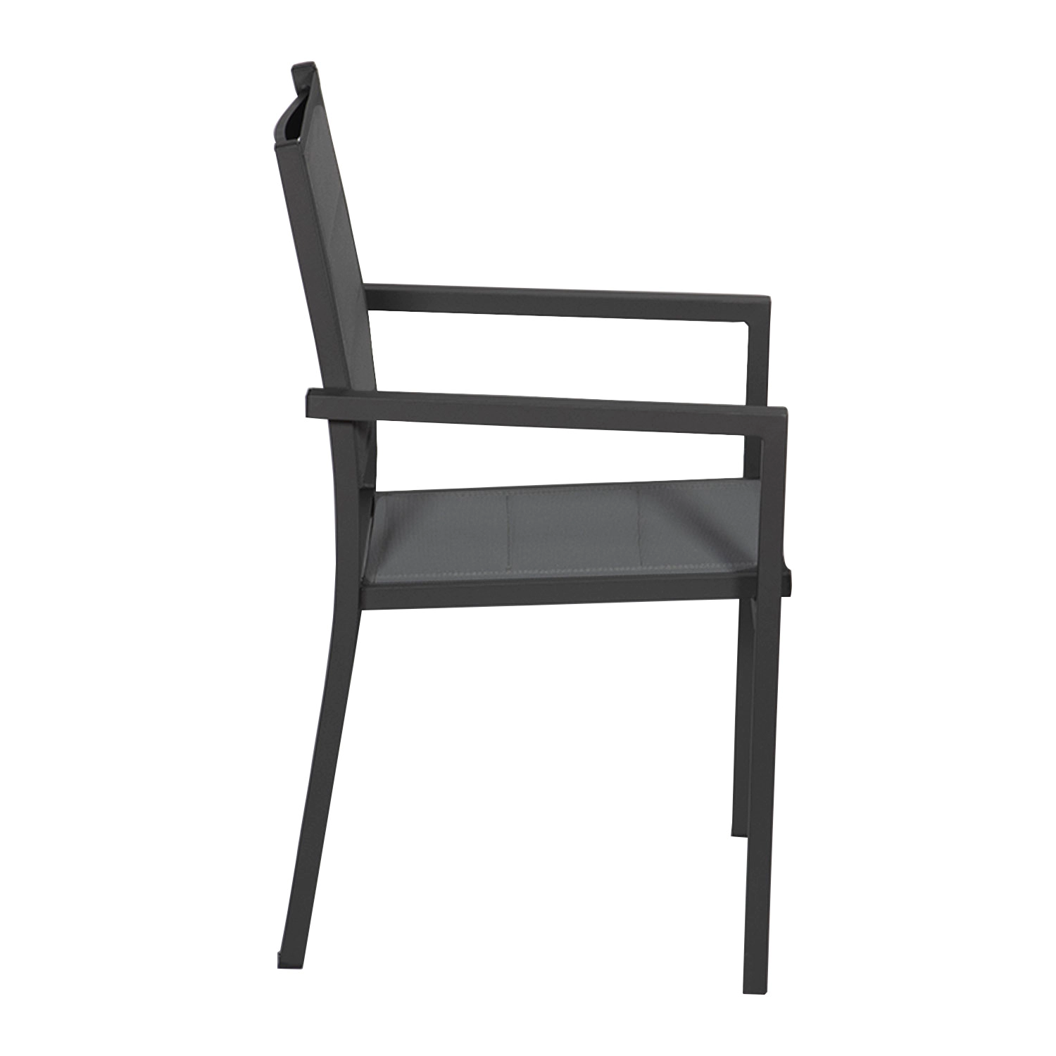 Conjunto de 4 cadeiras estofadas em alumínio antracite - textileno cinzento