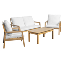 Set di mobili da giardino ARUBA in acacia 4 posti - cuscini crema