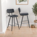 Lot de 2 tabourets de bar en simili noir FERNAND