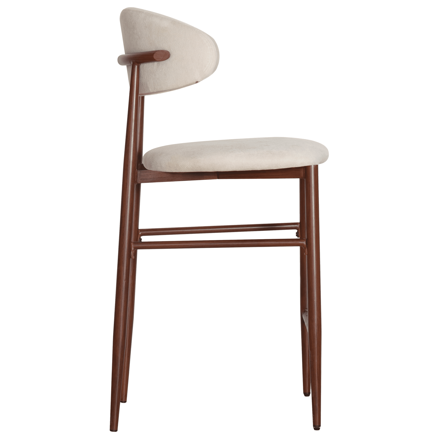 Lot de 2 tabourets de bar beige et métal effet bois foncé SIMON