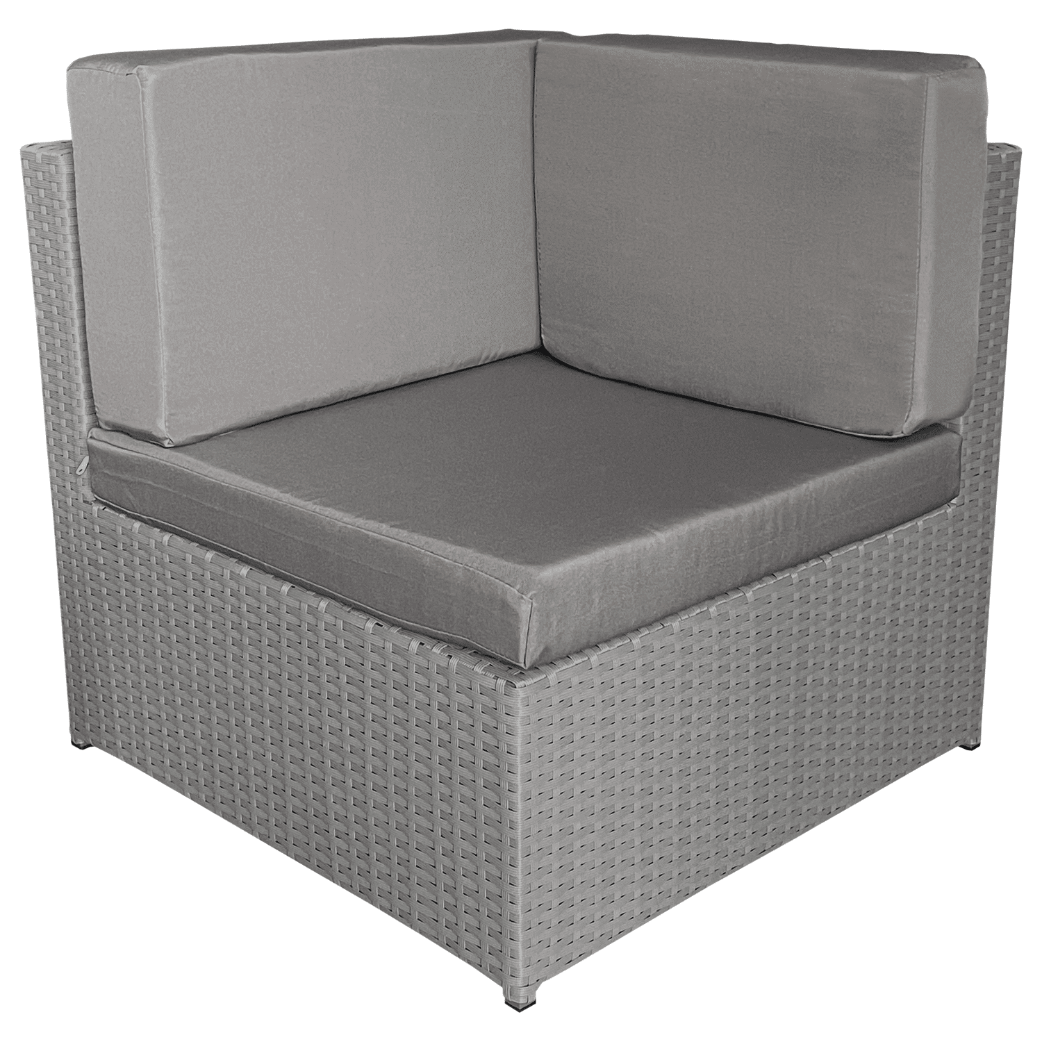 Gartenmöbel BONIFACIO aus grauem Harzgeflecht 6 Sitzplätze - graues Kissen