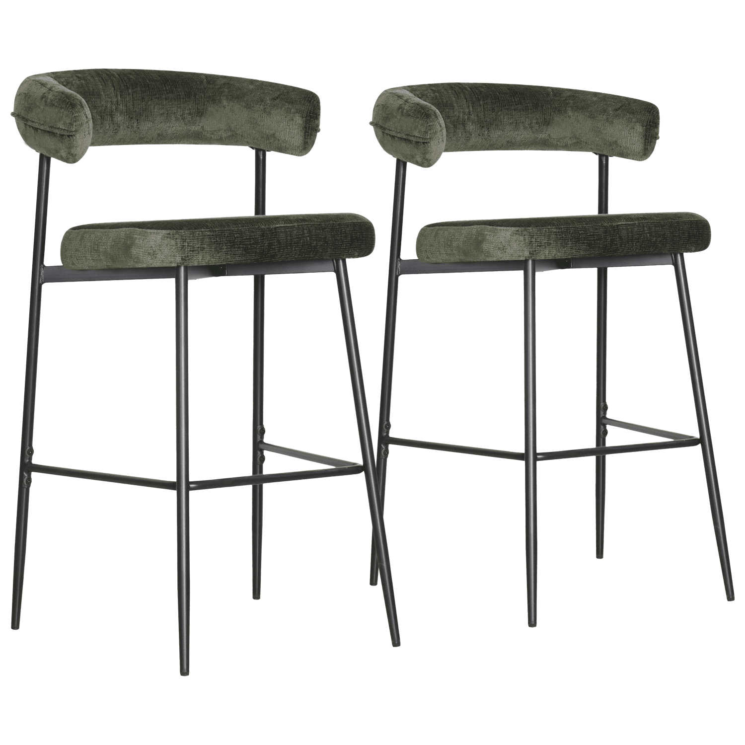 Lot de 2 tabourets de bar en tissu vert THEA