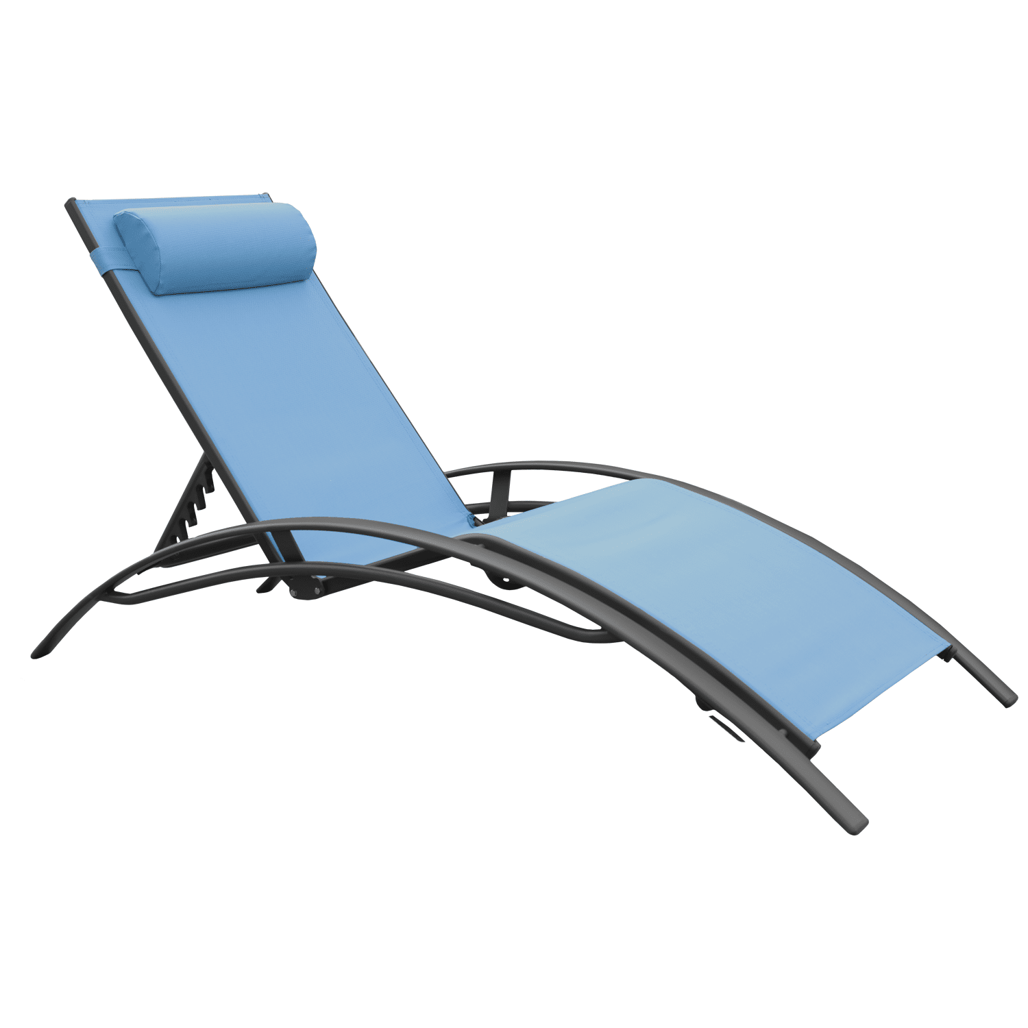 Lot de 2 transats GALAPAGOS en textilène bleu gris - aluminium gris anthracite