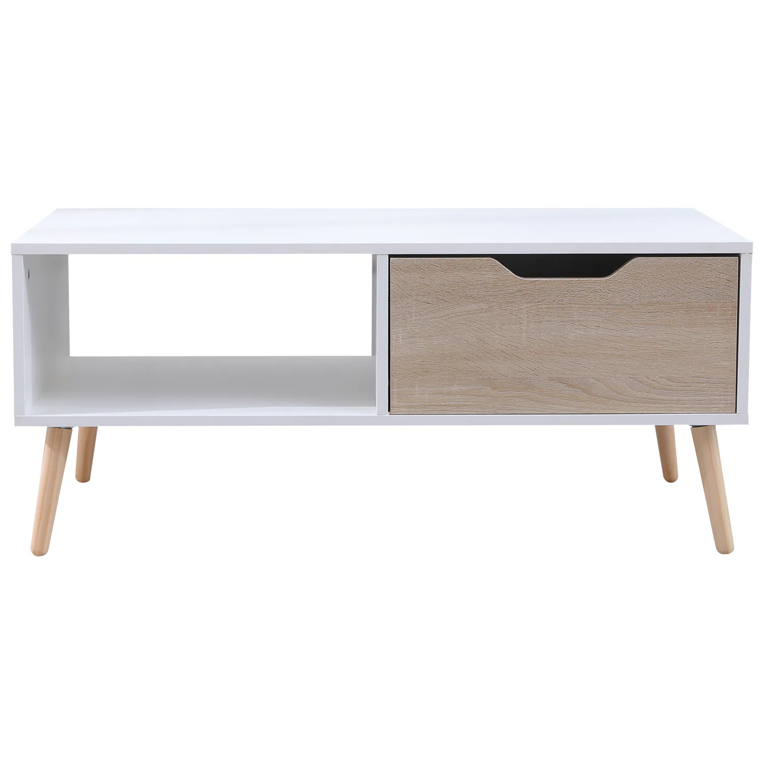 Table basse avec tiroir style scandinave blanche