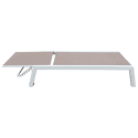 Set van 2 BARBADOS ligstoelen en bijzettafel in taupe textilene - wit aluminium
