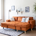 Eck-Couchgarnitur JAMES 3-Sitzer in Velours Terracotta