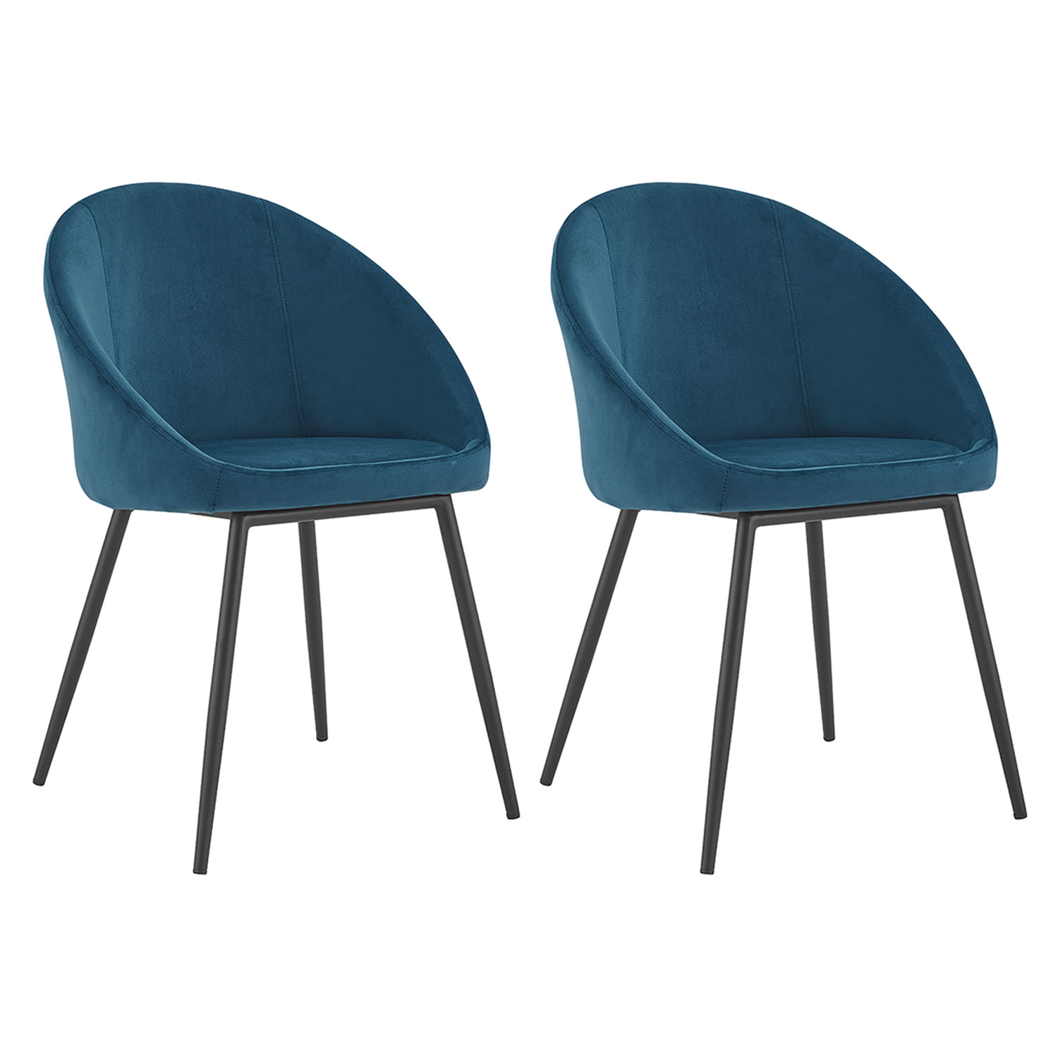 Satz von 2 Vintage-Stühlen DIANE blauer Samt