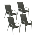 Satz von 4 Stühlen MARBELLA aus grauem Textilene - graues Aluminium
